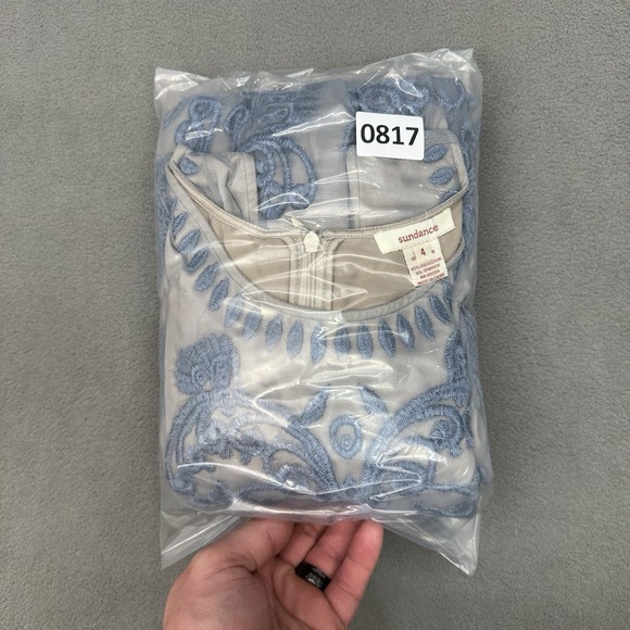 SUNDANCE Love at First Sight Pastel Blue Embroidered Sleeveless Lace Dress‎ Sz 4 - Picture 16 of 16